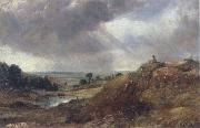 Branch Hill Pond,Hampstead Heath with a boy sitting on a bank, John Constable